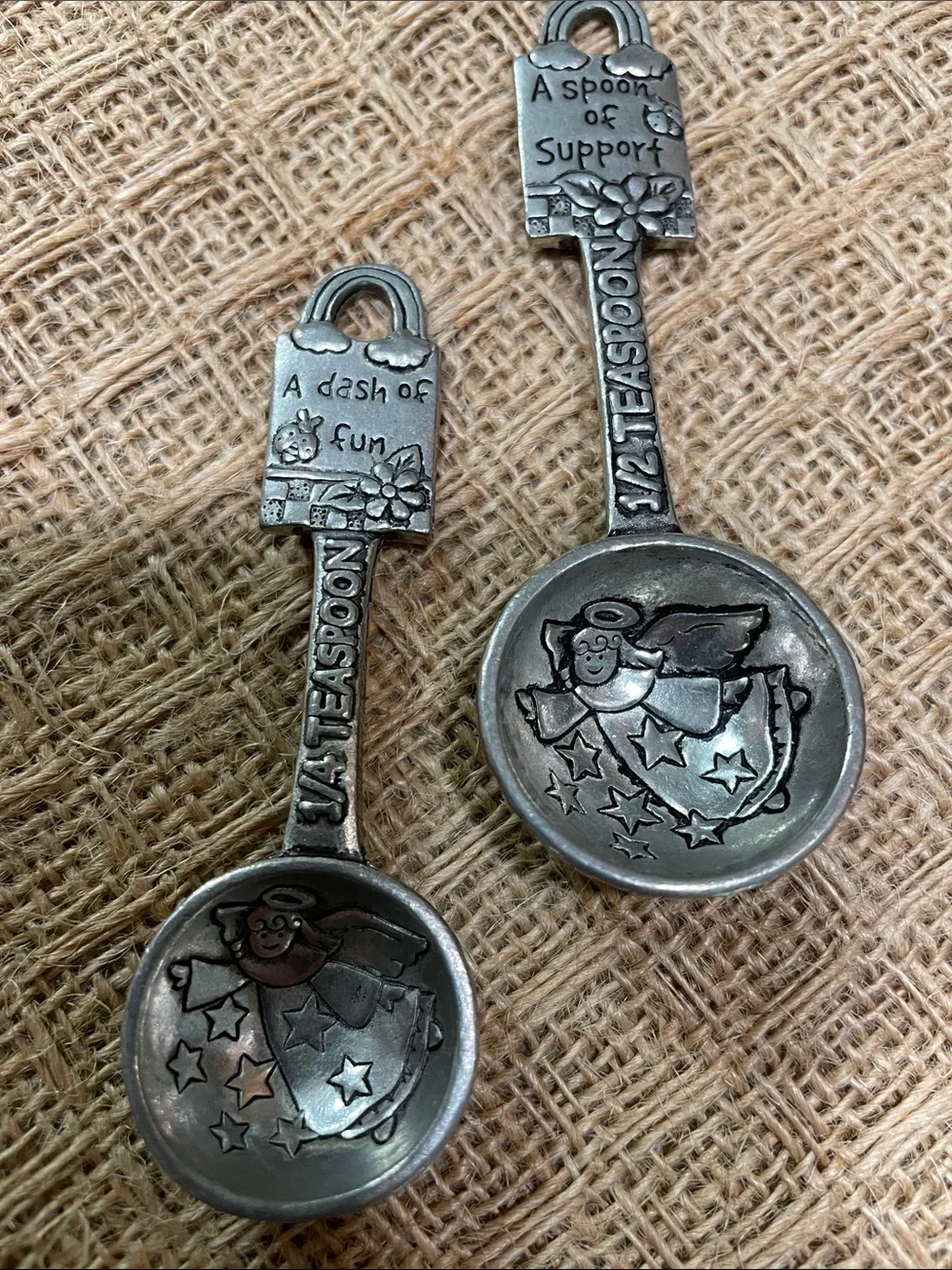 Pewter-Finish Angel Measuring Spoon Set - Silver